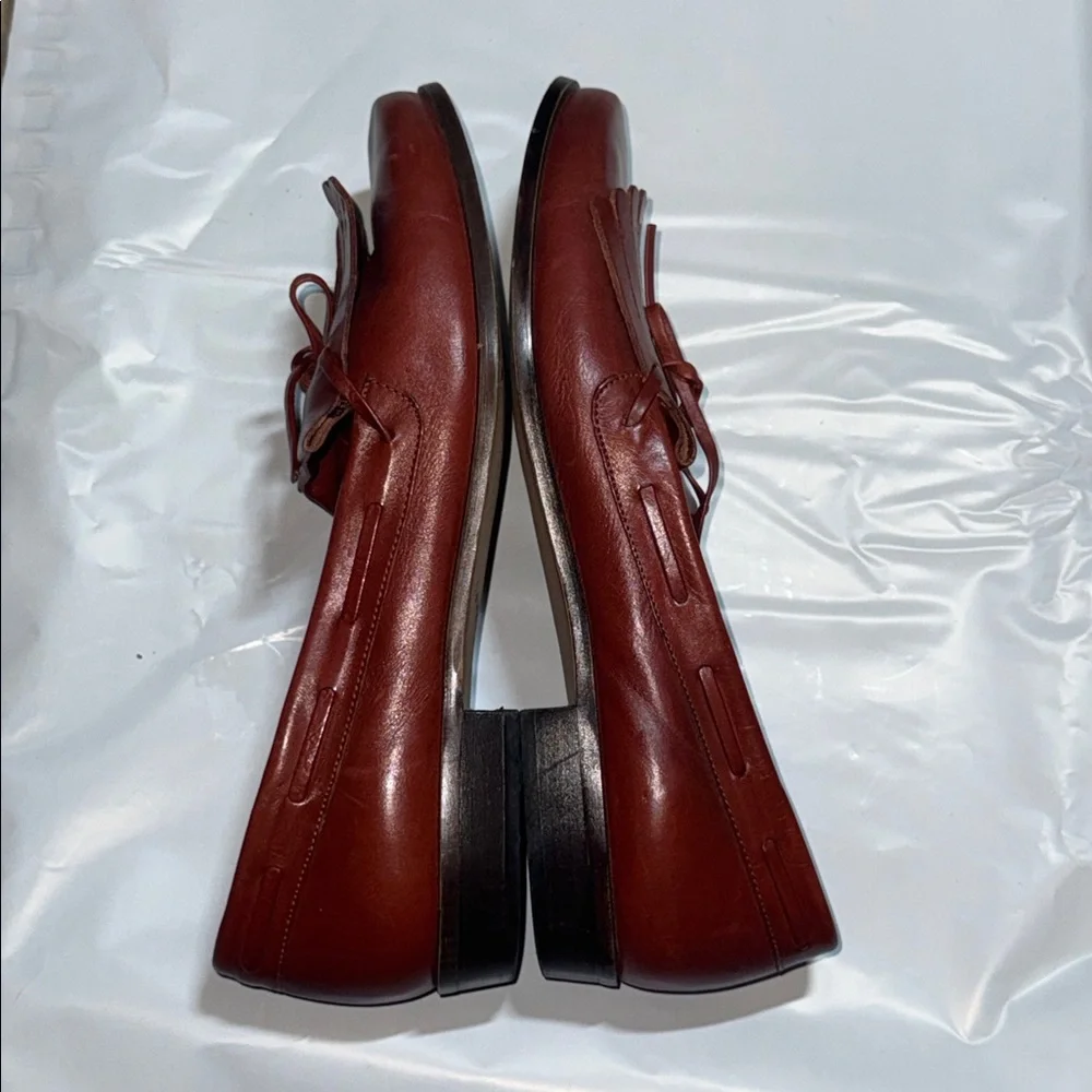 Bandolino Women's brown‎ leather Loafers with Bow Detail vintage Sz 7N